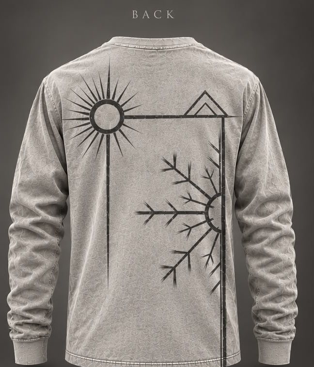 Longsleeve MANA Schriftzug, Rückseite mit Sonne und Schneeflocke